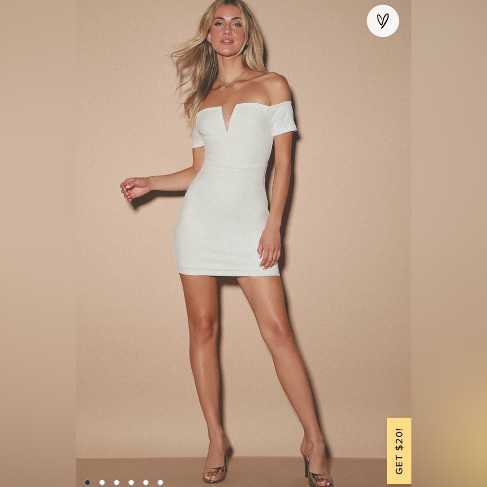 Lulus Cheers to This White Off-the-Shoulder Bodycon Dress  bridal dress